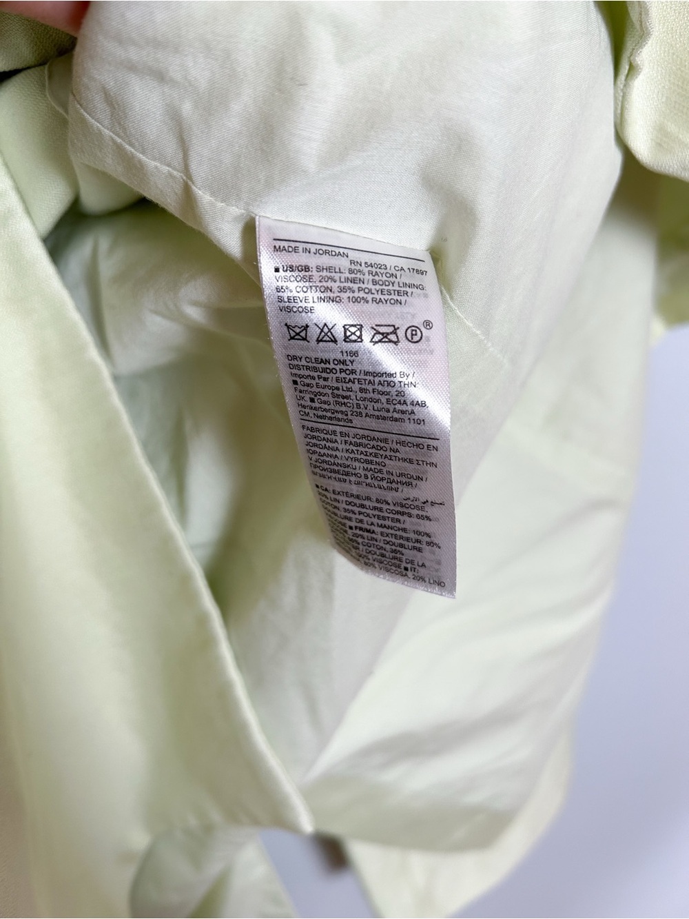Banana Republic Pale Green Hourglass Italian Viscose Linen Blazer - Picture 6 of 9